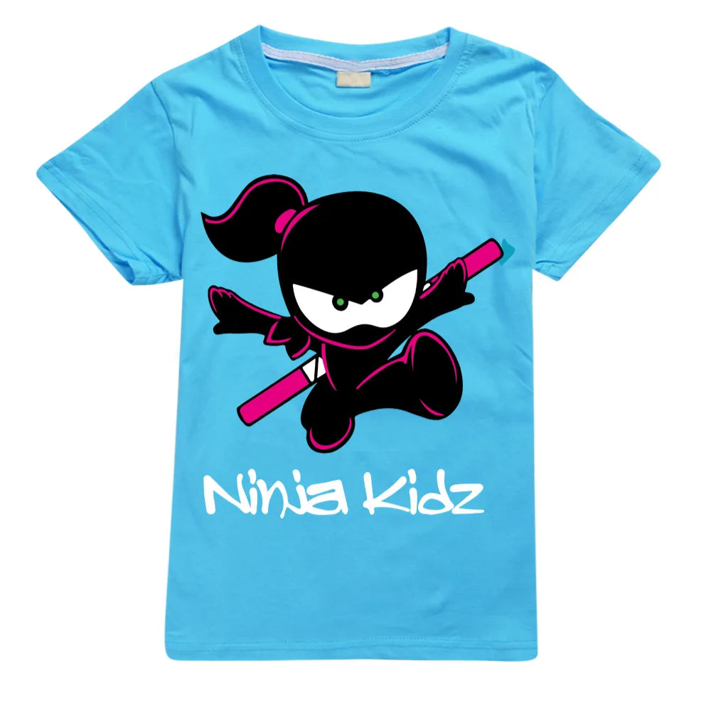Ninja Kidz Baby Kids Summer Cotton Short-Sleeved T-shirts Children Sweatshirt Cartoon Teenager Tops Boys Girls Tees Clothing