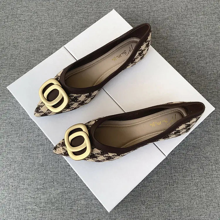 Office Shoes For Women 2025 Ladies Summer Footwear Luxury Leather Casual Formal Pointed Toe Low Heel Elegant Popular Wholesale H