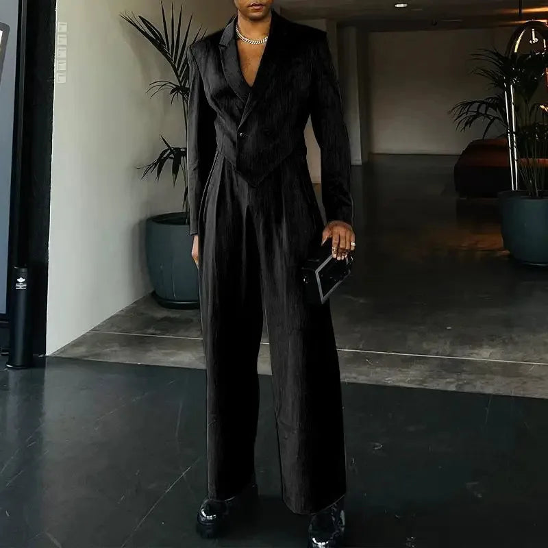 New Men's Vintage Lapel Suit Jackets and Trousers Sets Two Piece Luxury Club Party Wear Men's Outfits Fashion 2 Piece Pants Sets