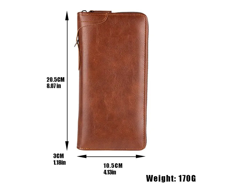 Men's Long Zipper Wallet High Quality Pu Leather Wallet For Men RFID Blocking Business Clutch Bag Credit Card Holder Purse Man