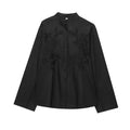 MUJER White Women's Shirt Embroidery Button up Shirts for Women Summer Casual Shirts Woman Long Sleeve Shirts and Blouses Woman