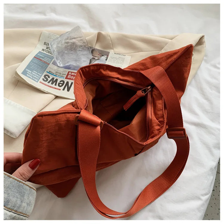 Soft Nylon Women's Portable Shoulder Bag Large Capacity Female Commute Crossbody Bags Simple Design Ladies Tote Purse Handbags