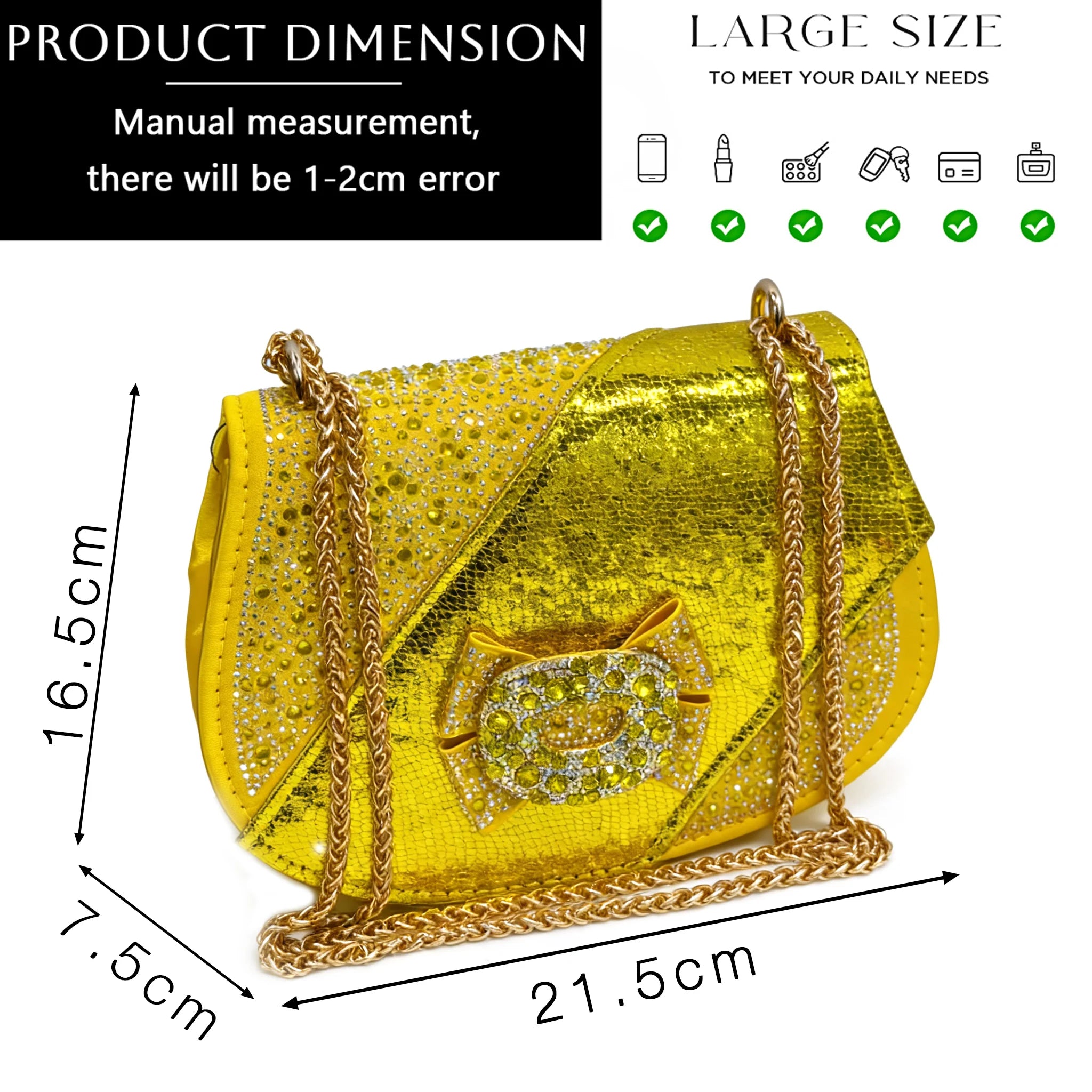 Nigeria Design Open Toe High Heels & Bag Set Gold Color blocking Hot Rhinestones Fashion Elegant Sexy High Heels