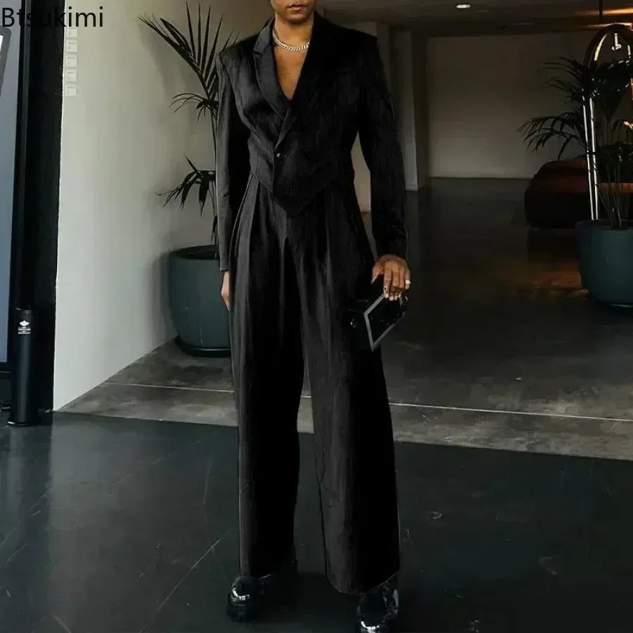 New Men's Vintage Lapel Suit Jackets and Trousers Sets Two Piece Luxury Club Party Wear Men's Outfits Fashion 2 Piece Pants Sets