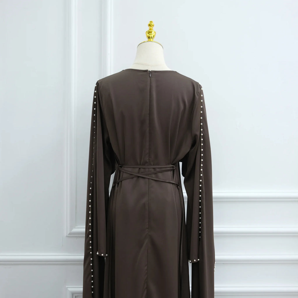 Muslim Dresses Women's Traditional Dresses And Abayas Eid Dubai Evening Dress Pearl Beaded Luxurious Robe Islamic Clothing