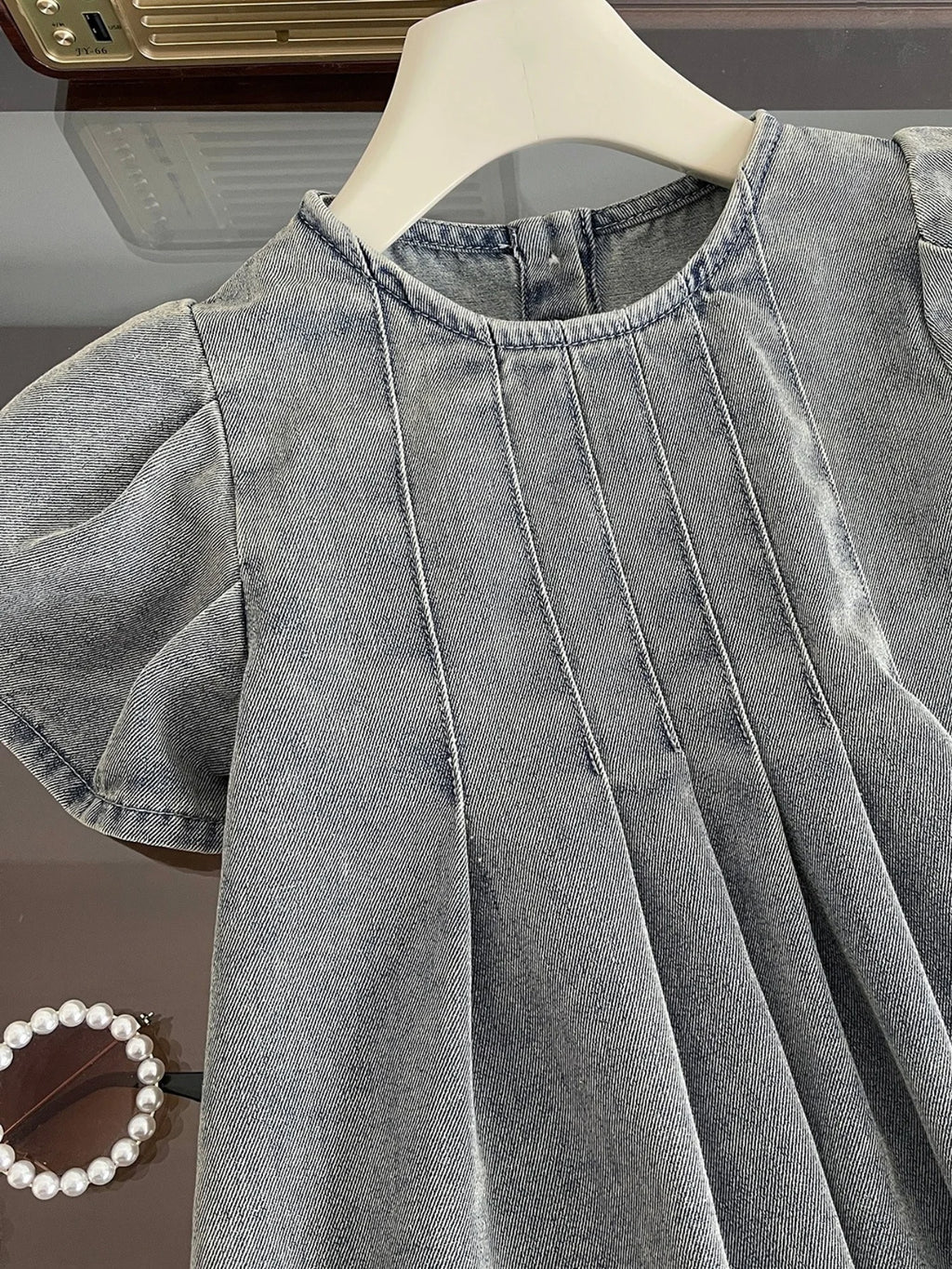 Girls Denim Dress Summer Korean Style Kids Puff Sleeve Jean Dress Light Blue Washed Soft Children Dresses Toddler Girl Clothing