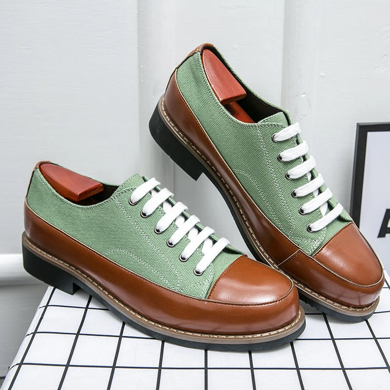 Leather Shoes Men Casual Lace Up Loafers High Quality Low Heel Platform Shoes Leather Premium Casual Luxury Brand Oxford Shoes
