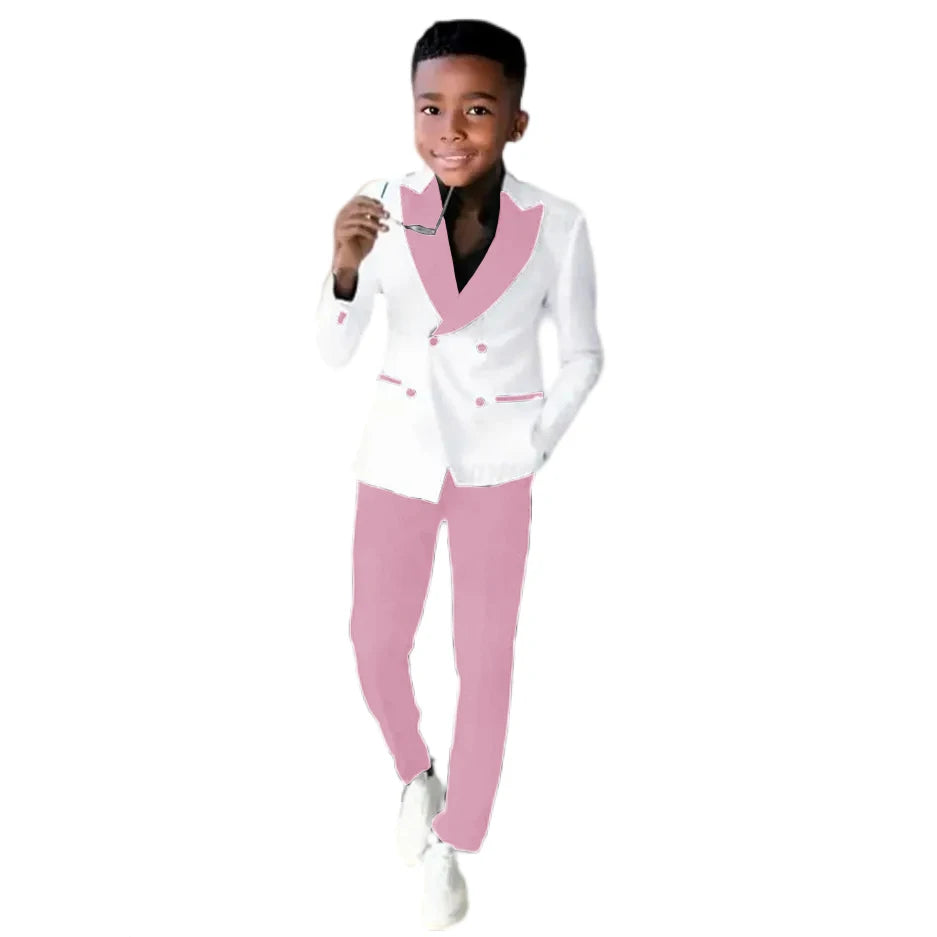 2-16 Years Old Suit For Boys Wedding Tuxedos Jacket Pants 2 Pieces Double Breasted Kids Child Clothes Party Suits