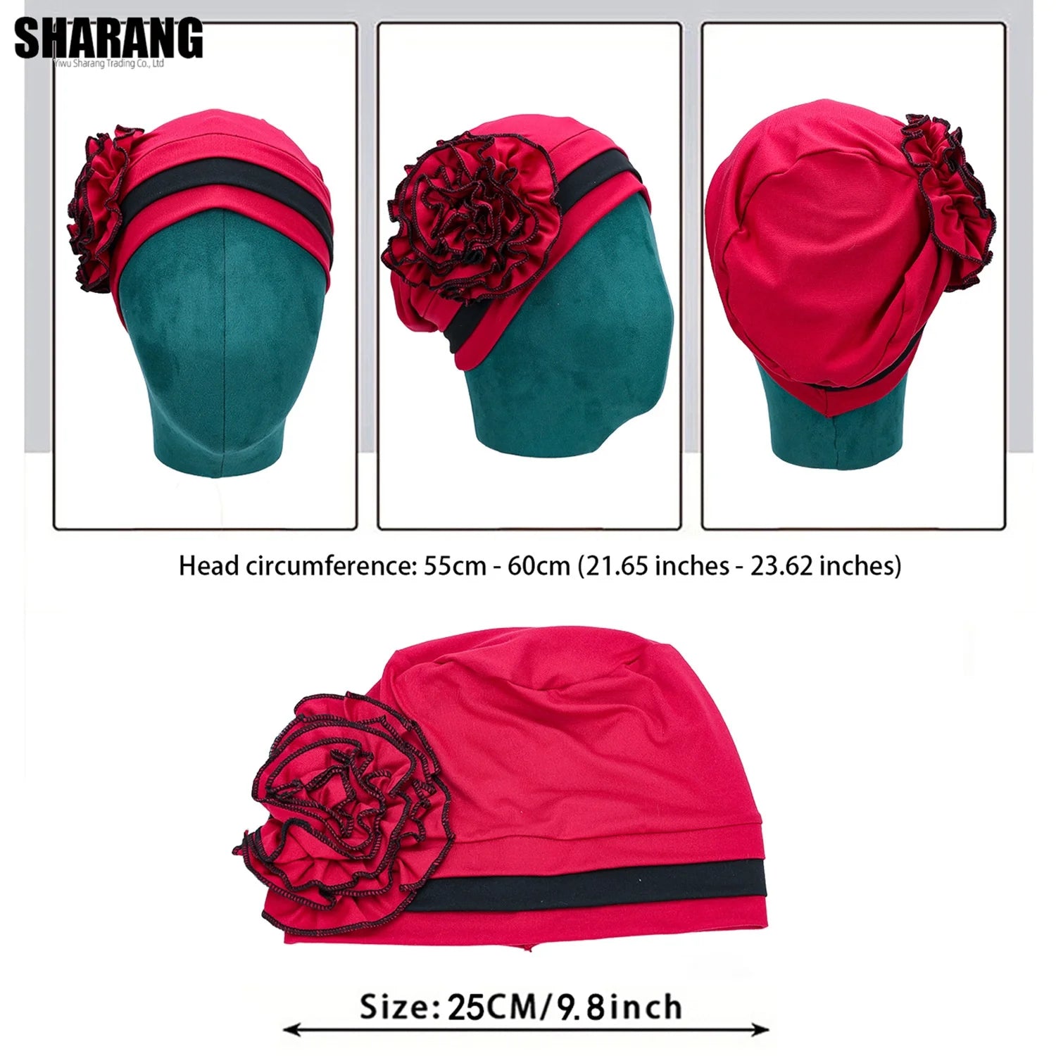 Africa Nigeria Women Wear Directly Hijabs Turban Beanie Hat Wth Flower Chemo Headwear Elastic Head Wrap Cap