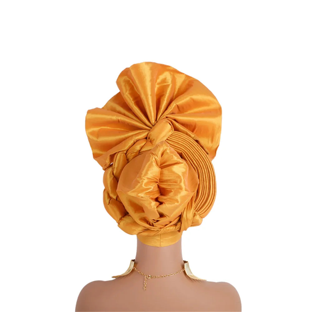 African Auto Gele Headtie Nigeria Women's Head Wraps Wedding Party Headpiece Women Turban Cap