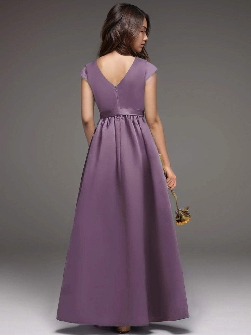 Teen Girl White Long Dress for Birthday Party Performance Featuring Elegant Evening Gown