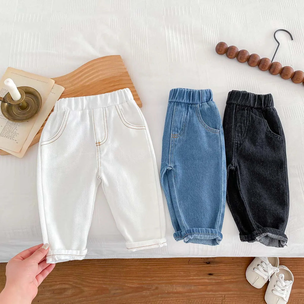Korean Fashion Kid Jeans Baby Pants Boy Girl Autumn Casual Versatile Unisex Baby Jeans 1-6yrs