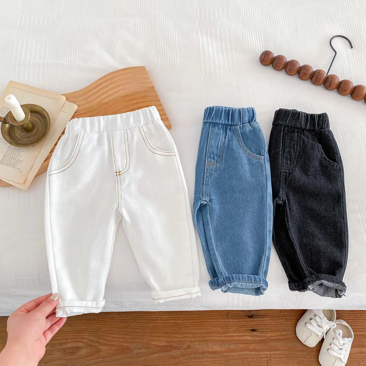Korean Fashion Kid Jeans Baby Pants Boy Girl Autumn Casual Versatile Unisex Baby Jeans 1-6yrs