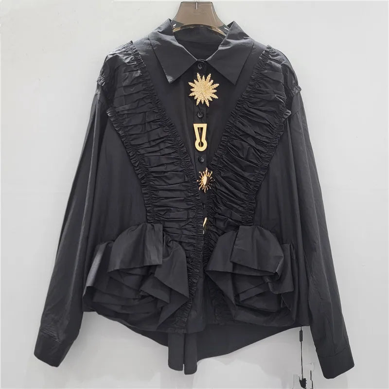 2026 Blusas Mujer De Moda Vintage Long Sleeve Loose Shirts Women Clothing Japanese Blouses Tunic Folds Ruffles White Blouse Tops