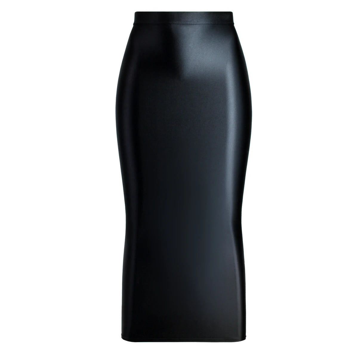 MJINM Women Sexy Oil Silky Satin Shiny Glossy High Elastic Skirt Hip Wrap One-step Ankle-Length Skirt Smooth Slimming Fit Skirt