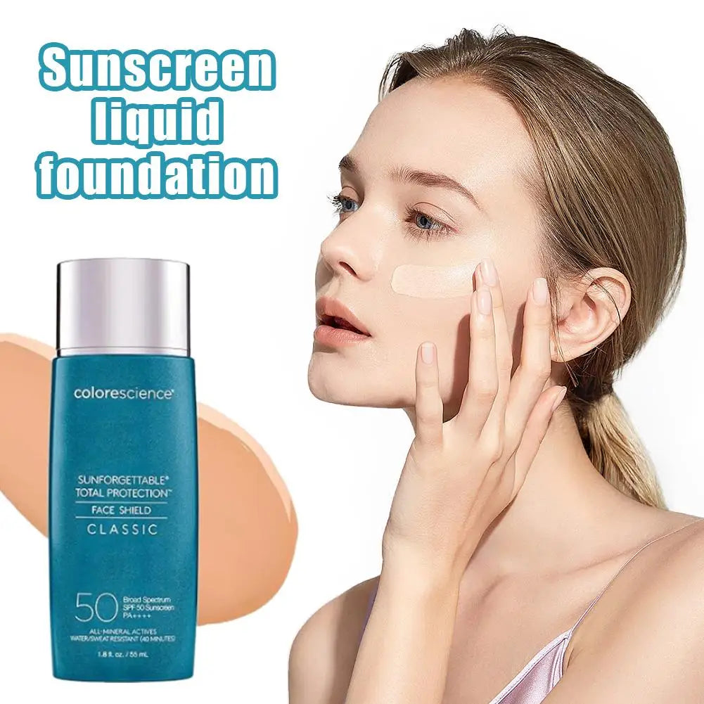 SPF 50 Moisturize Liquid Foundation Against UV Evens Skin Tone, Natural Sun-Kissed Glow, Lightweight & Non-irritating