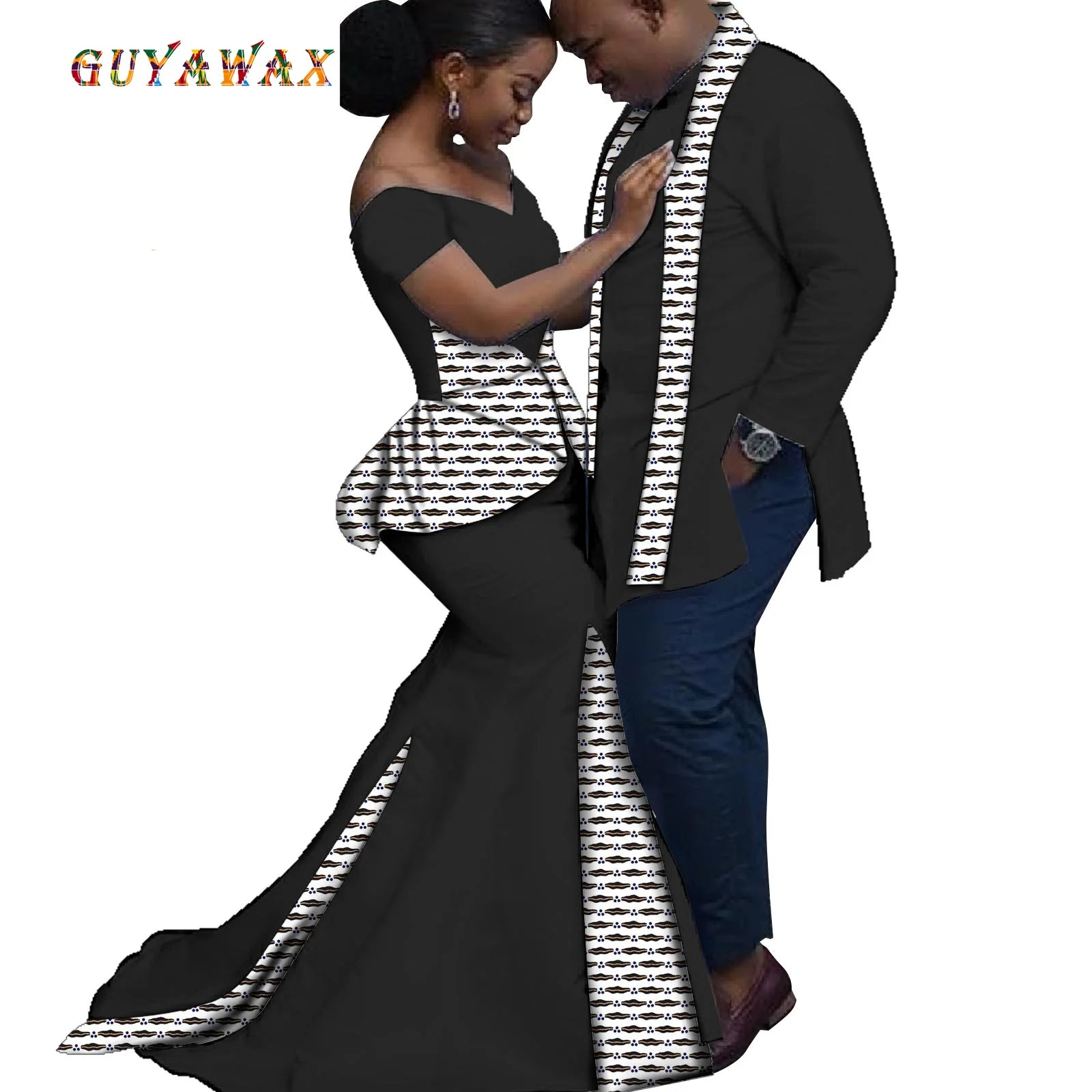 Dashiki Couple African Clothes Matching Clothes for Couples Women Ankara Print Party Dresses Fashion Men Top and Scarf Suits