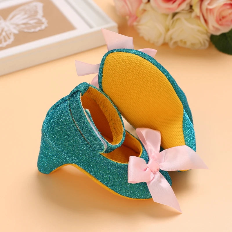 2026 New Infant Newborn Baby Girl High Heels Shoes Princess Bow First Birthday Party Shoes Photo Props Shoes 10CM / 10.5CM