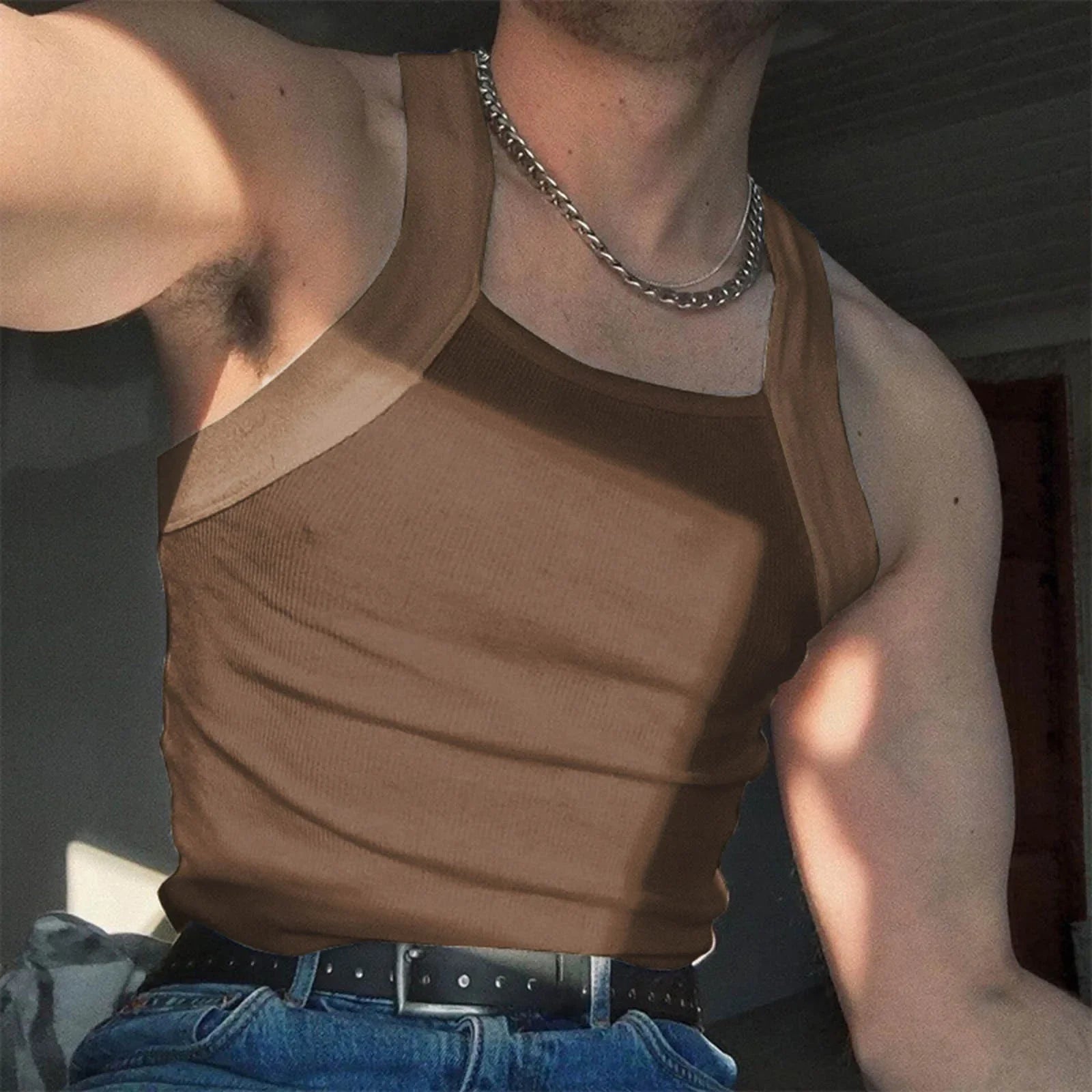 Summer Men's New Solid Color Fashion Sleeveless Shapewear Europe and America Men Sexy Tight Elastic Vest S-4XL