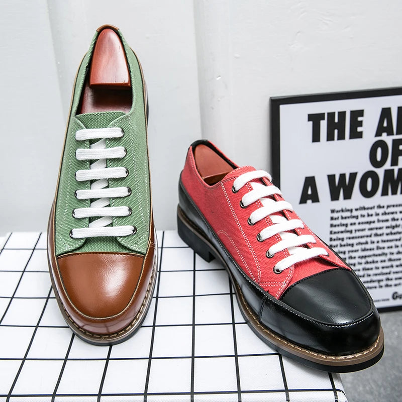 Leather Shoes Men Casual Lace Up Loafers High Quality Low Heel Platform Shoes Leather Premium Casual Luxury Brand Oxford Shoes