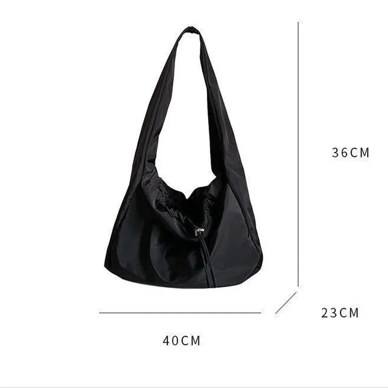 Women Bag New Nylon Bucket Fashion Solid Zipper SOFT Shoulder Bag Purses and Handbags Luxury Designer Black Tote Bag