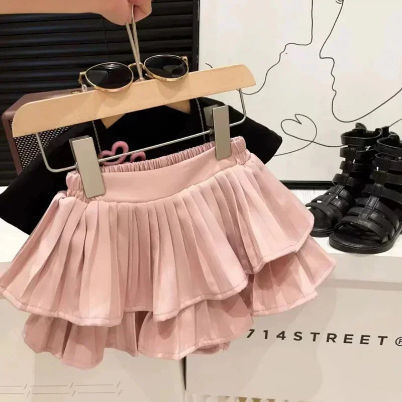 Girls Summer Clothes Girls Clothes 2 To 8 Years Cute Girls' 2-Piece Set with 3D New Letter Top and Ruffle Skirt for Summer