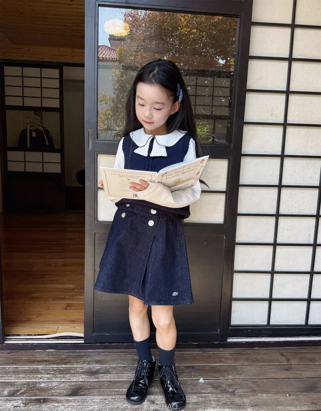 Teen Girl Clothes Waist Shell Button Denim Skirt and Top Kids Versatile Casual Outfits Children Costumes Vintage Girls Elastic