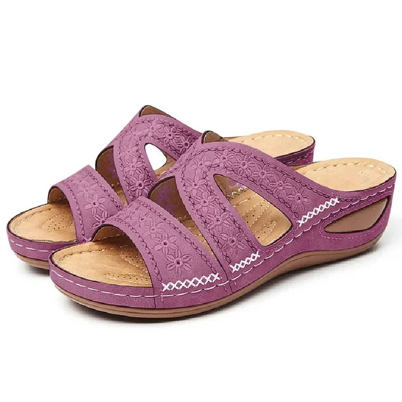 Summer Women Wedge Sandals Premium Orthopedic Open Toe Sandals Vintage Anti-slip Leather Casual Female Platform Retro Shoes