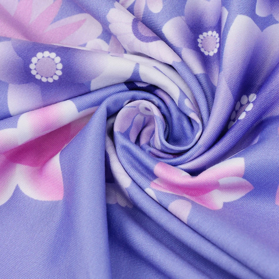 Summer Girls Dresses Cute Flower Print Round Neck Casual Dresses Carnival Party Girls Casual Dresses Princess Outfits