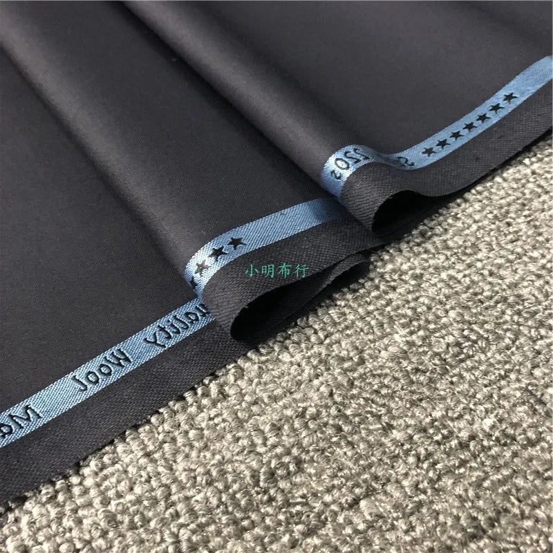 80% Suit Fabric Worsted Wool Suit Pants High Quality Men's Fabrics Classic Navy Blue Gray Black Atiku Fabric for Men By Meter