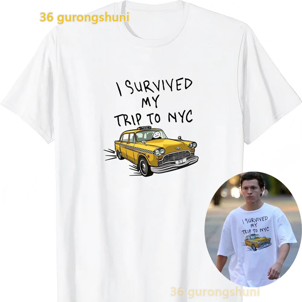Kids T Shirt For Boys shirts men Clothes I survived my trip to nyc Tshirt Girl Find X New York City Taxi Tom Holland T-shirts