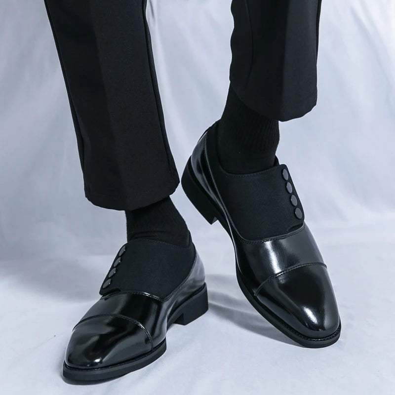 High End Brand Men's Leather Casual Shoes Office Men's Business Shoes Luxurious Banquet Pointed Toe Shoes for Wedding Brown
