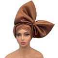 Exaggerated Headpiece African Auto Gele Headtie Nigeria Party Headwear Hat Lady Head Wraps Big Bowknot Turban Cap for Women