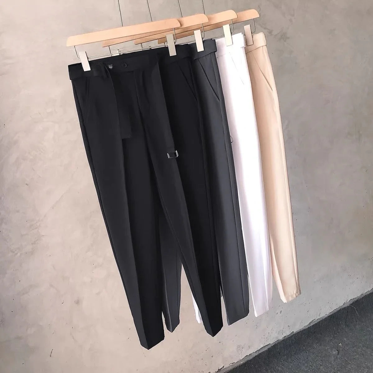 Draped Office Trousers For Men Fluid White Man Suits Pants Work Summer 2025 Chinese Homme Clothing Premium Stylish Formal