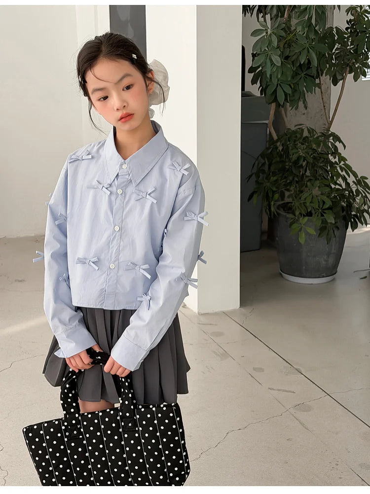 Girls' shirts spring clothes girls' big children's Korean style super beautiful children's clothes girls' unique and beautif