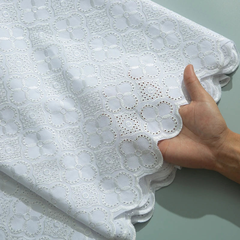 Smooth African Cotton Lace Fabric 5 Yards 2025 Swiss Voile High Quality Nigerian Cotton Lace Fabric For Sew Diy Men Cloth F3808