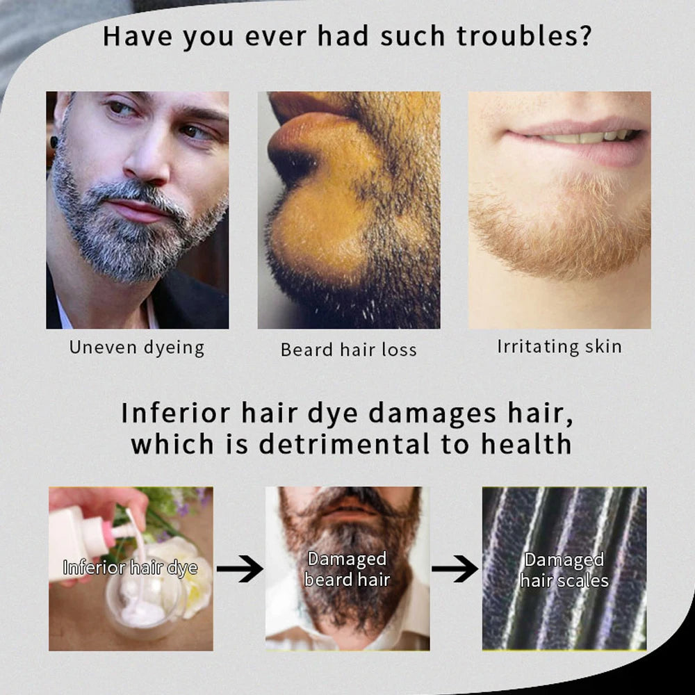 5PCS Natural Beard Hair Dye Shampoo Portable 5 Minute Instant Blackening Color Tint Cream Moustache Shampoo For Men Dropshipping