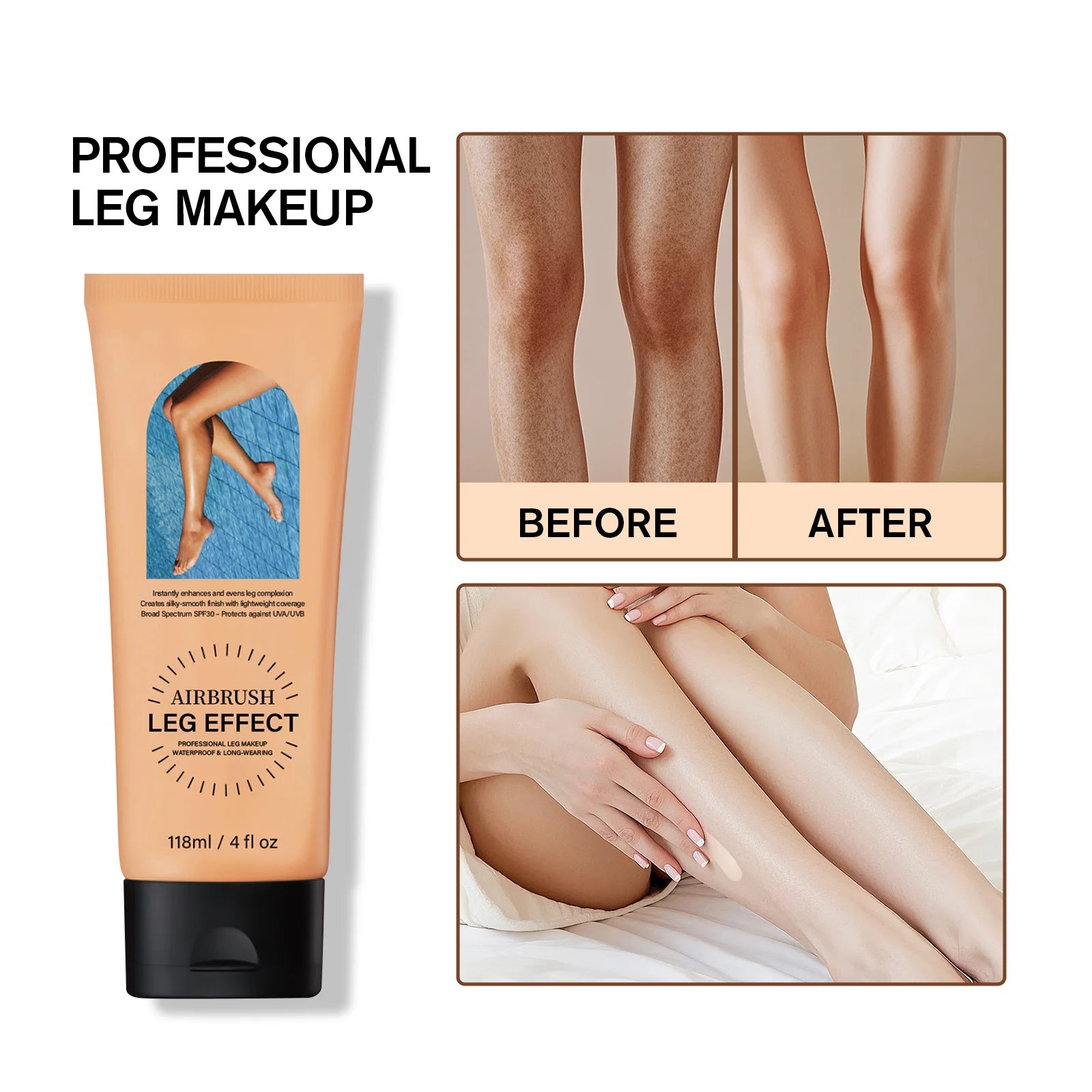 All-in-One Leg Perfector Lotion 118ml - 3 Shades with SPF 30, Waterproof, Long-Wear to Conceal & Smooth Skin Flawlessly.
