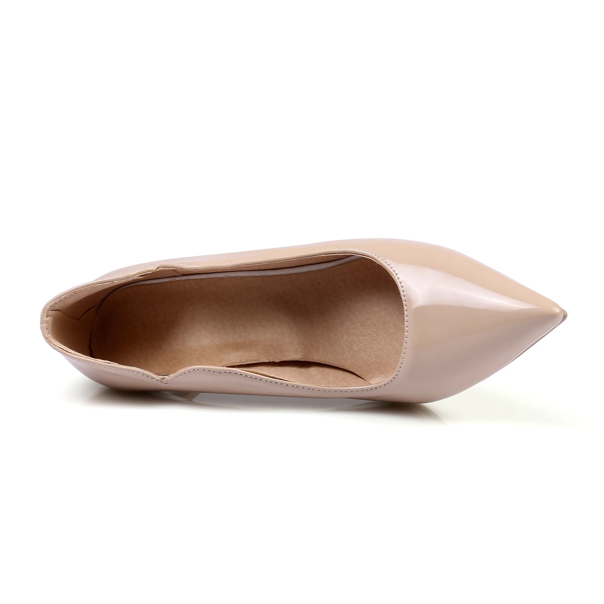 Nude High-Heeled Shoes for Women, Thin Heels, Pointed Toes, Small Size 30, 2024 New Style for Ladies, Elegant Spring and Autumn White Sexy Patent Leather Professional Black Women's Single Shoes, European and American Extra La