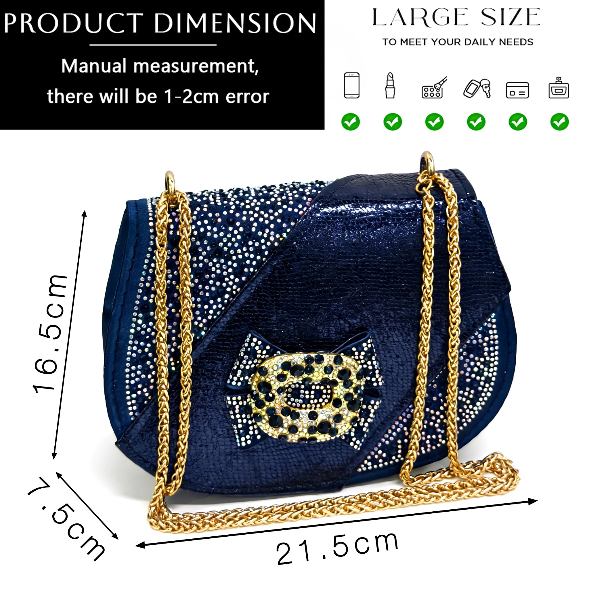 Nigeria Design Open Toe High Heels & Bag Set Gold Color blocking Hot Rhinestones Fashion Elegant Sexy High Heels