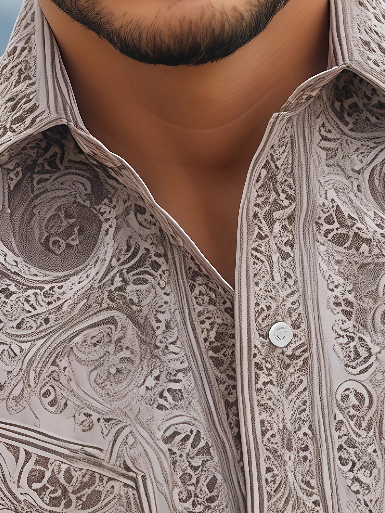 Men's Floral Casual Shirt, Western-Style Patterned Long-Sleeved Shirt for Spring And Autumn Men's Spring Clothes Spring Clothes