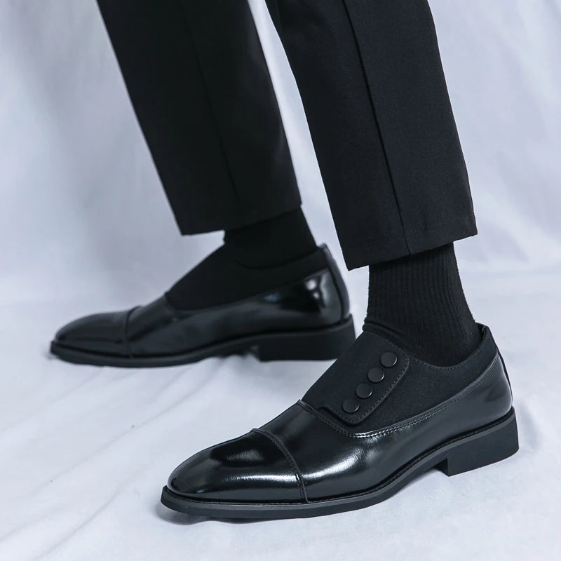 High End Brand Men's Leather Casual Shoes Office Men's Business Shoes Luxurious Banquet Pointed Toe Shoes for Wedding Brown