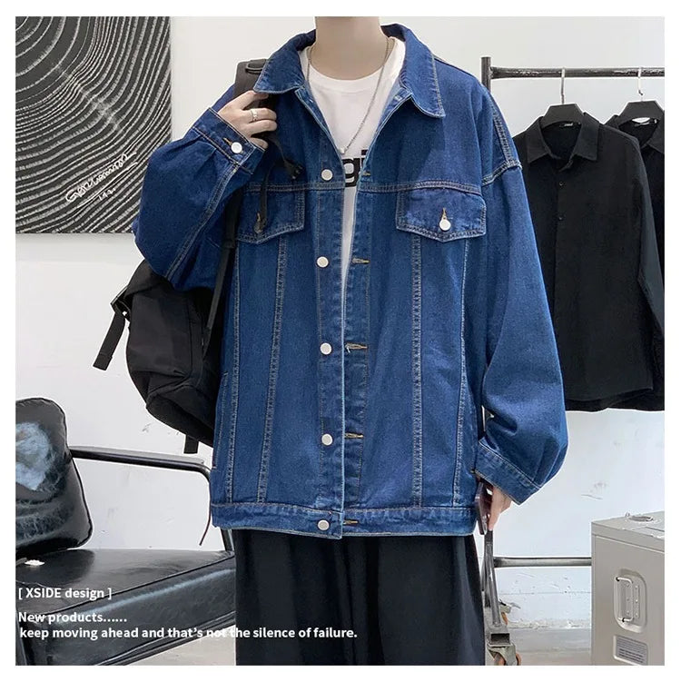 New Men's Vintage Denim Jackets Spring Autumn Handsome Loose Casual Workwear Jacket Fashion High Street Classic Jean Coats Male