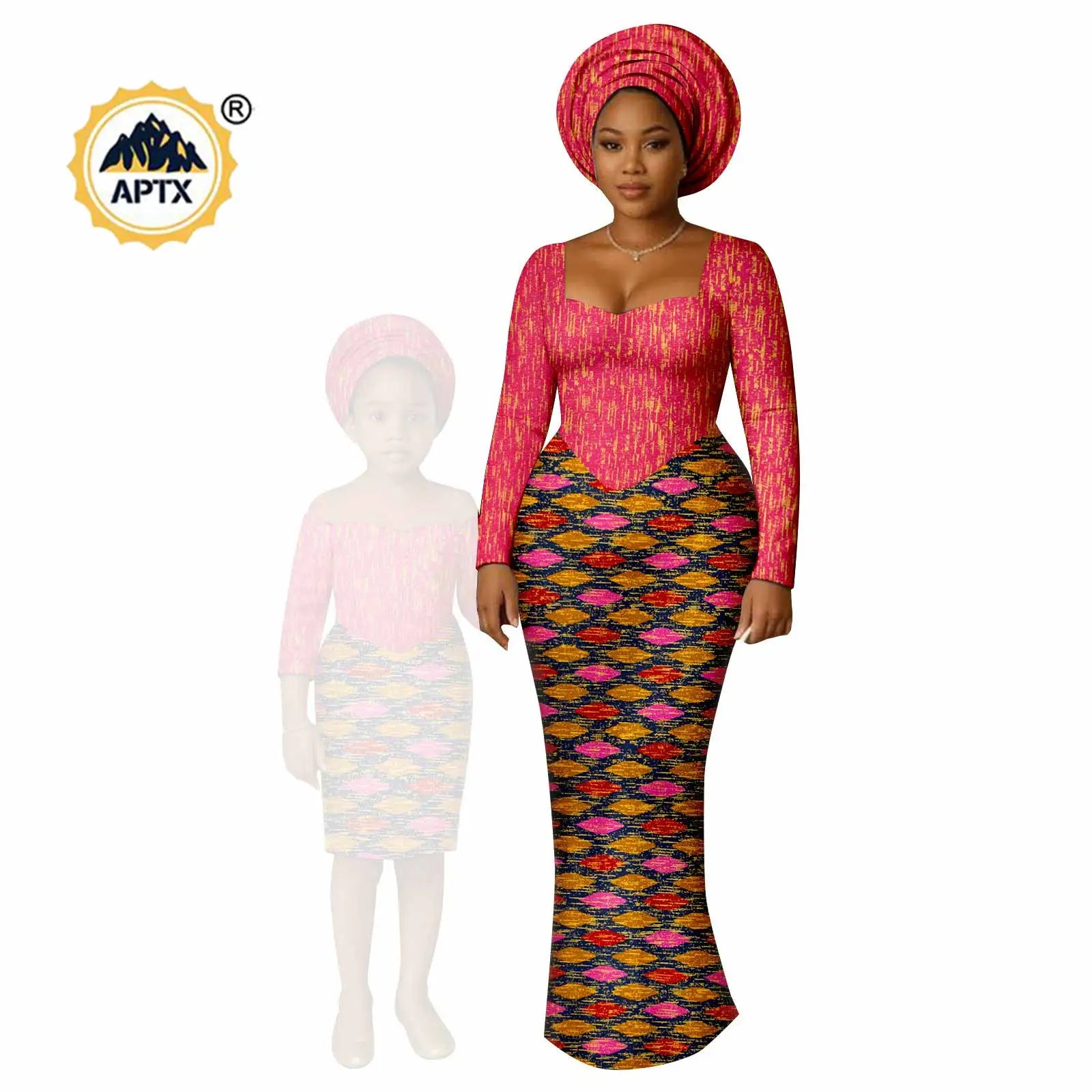 African Print Long Dresses for Women Family Outfits Dashiki Couple Clothes Mom and Daughter Dresses Ankara Outwear 25F029