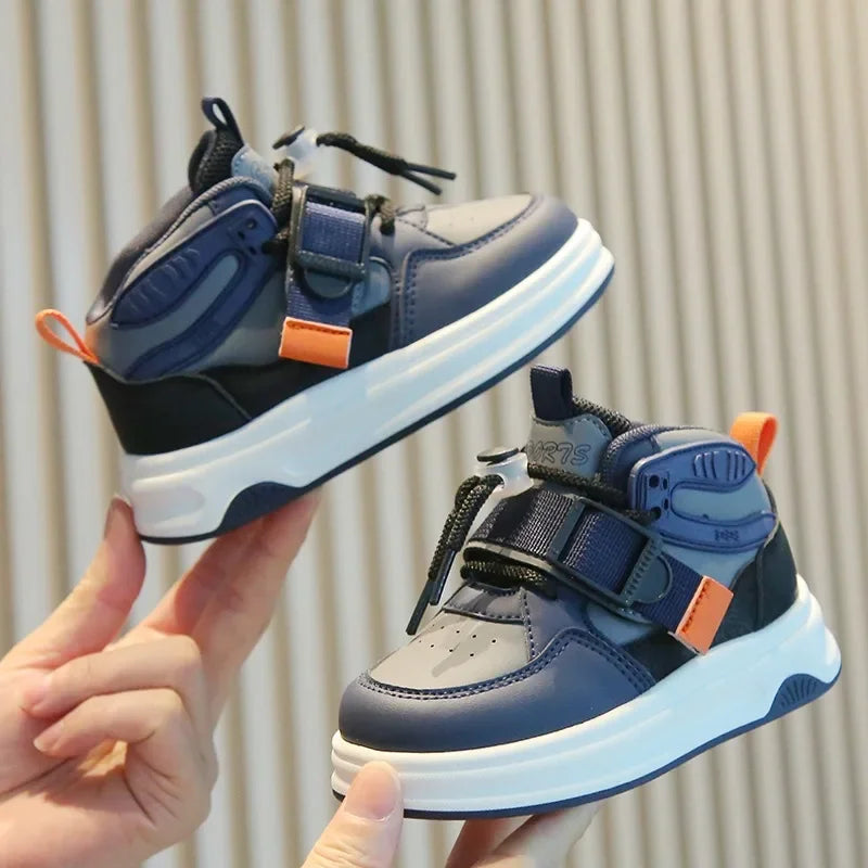Kid Sneakers School High-top Causal Sports Shoes for Boy Non-slip Spring Autumn Children Fashion Girls Chunky Basketball Shoes