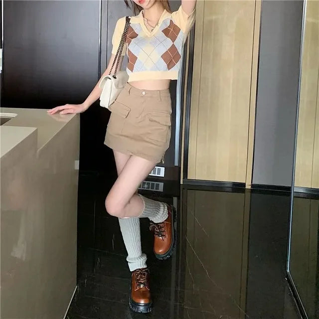 Jeans Skirts For Women Khaki Tight Woman Cargo Denim Skirt Short Stylish Premium Clothing Sales Casual Trend 2025 Korean Fashion