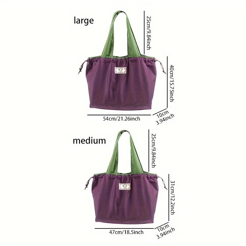 Nylon Supermarket Shopping Bag,Reusable Grocery Bags- Large Capacity Foldable Grocery Tote with Adjustable Shoulder Strap