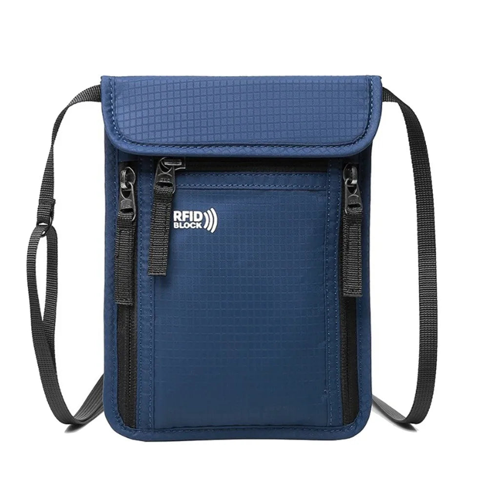 Unisex Nylon RFID Passport ID Bag Waterproof Multi-Functional Document Pouch Neck Wallet Women Men Shoulder Bag Storage Bag
