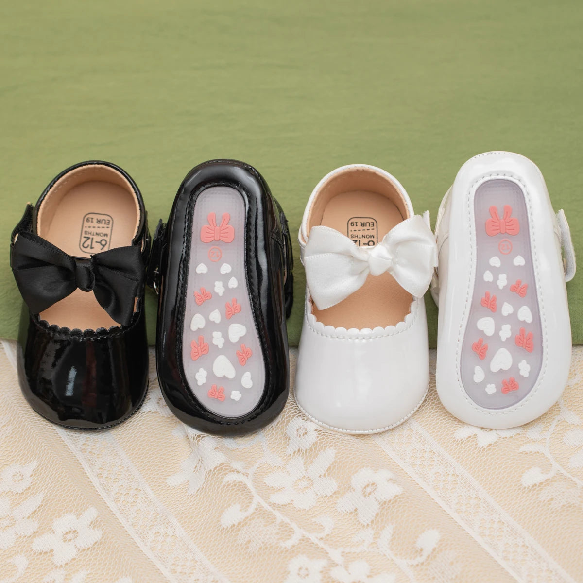KIDSUN Newborn Baby Girl Shoes PU Leather Bowknot Dress Shoes Infants Rubber Non-Slip Toddler First Walker Baby Shoes Girls