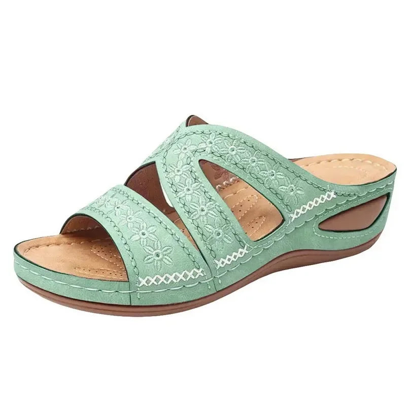 Summer Women Wedge Sandals Premium Orthopedic Open Toe Sandals Vintage Anti-slip Leather Casual Female Platform Retro Shoes